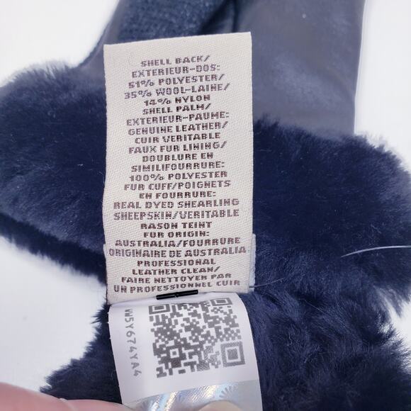 NWOT UGG Women's Shorty Leather & Wool Blend Gloves w/ Faux Fur Trim Size S/P - Picture 4 of 4